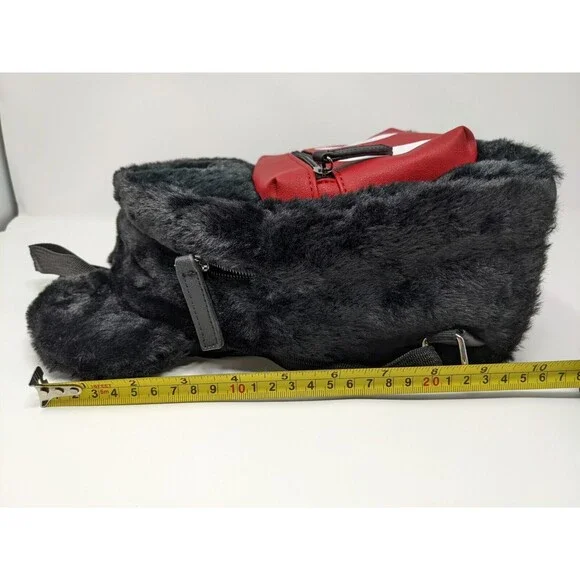 Disney Mickey Mouse Mini Backpack Furry Ears Black Red NWT